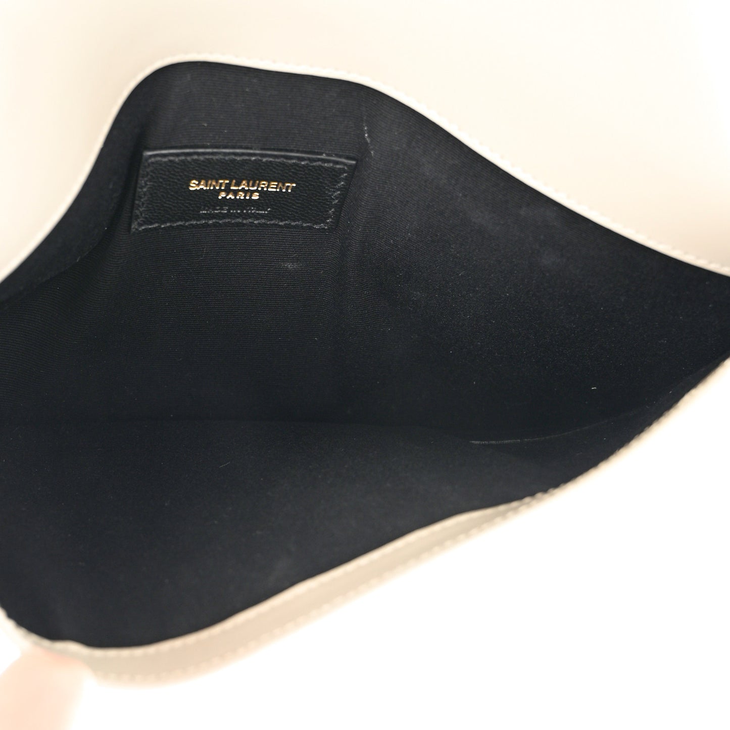 Smooth Shiny Calfskin Uptown Pouch Crema Soft