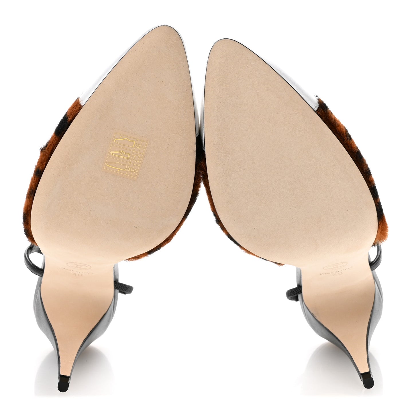 Lambskin Mixed Fibers Cap Toe CC Slingback Pumps 40 Brown Black White