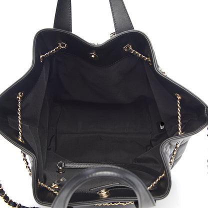 Chanel Lambskin Quilted CC Dweller Drawstring Tote Black 5 of 11