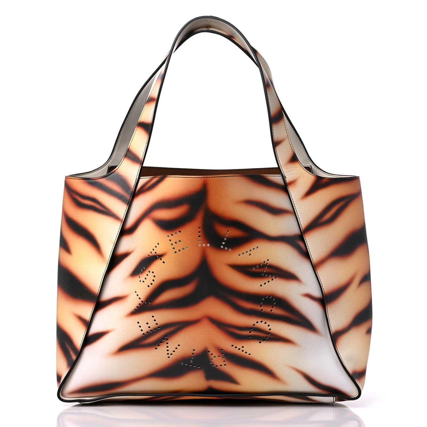 Eco Alter Tiger Print Perforated Logo Tote Bag Brown Ivory
