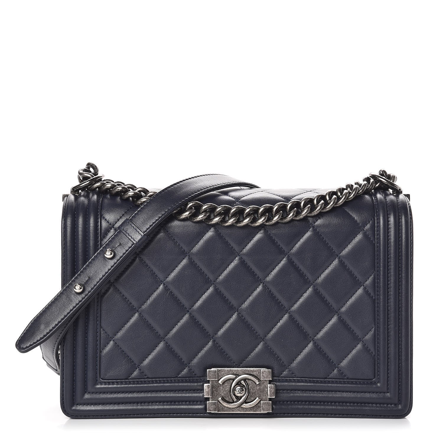Chanel Lambskin Quilted New Medium Boy Flap Navy 1 of 26