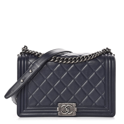 Chanel Lambskin Quilted New Medium Boy Flap Navy 2 of 26