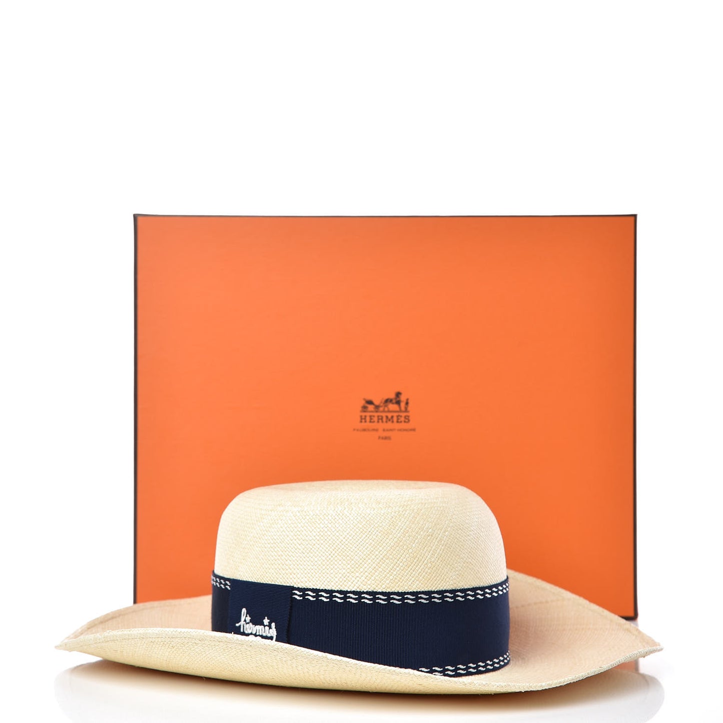 Straw Marin Grosgrain Stitched Trinidad Hat 57 Naturel Marine