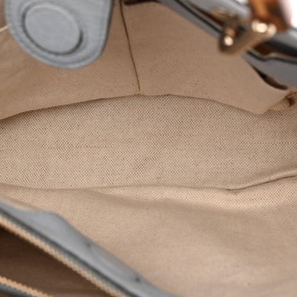 Gucci Canvas Cellarius Calfskin Flora Knight Medium Bamboo Shopper Tote Light Blue 5 of 13