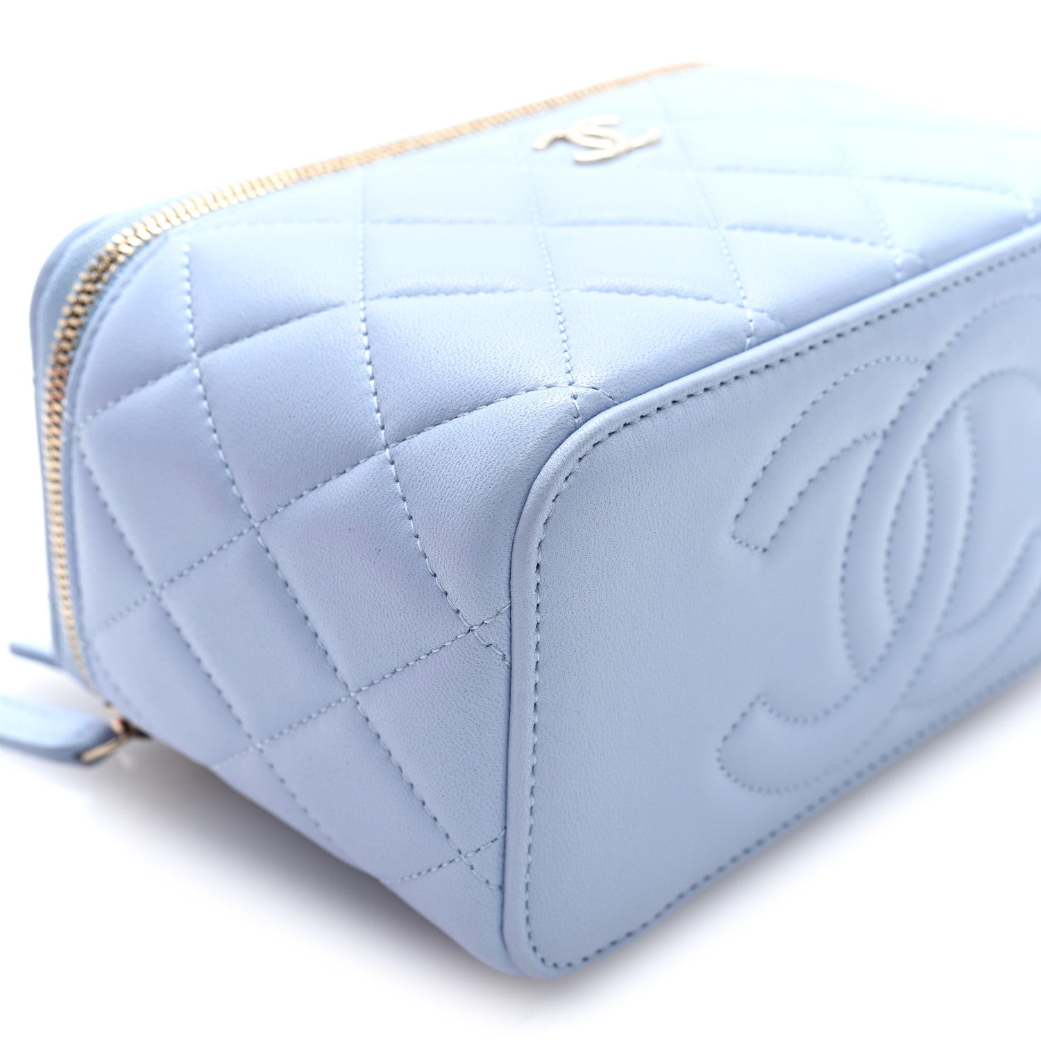 Chanel Lambskin Quilted Small Top Handle Vanity Case With Chain