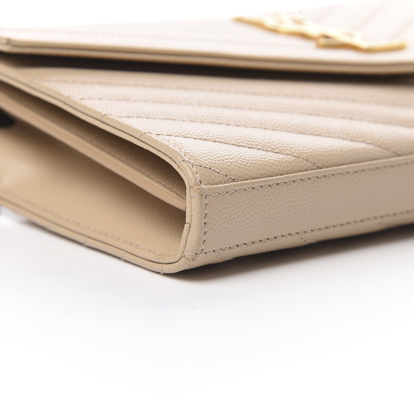 Grain De Poudre Matelasse Chevron Monogram Chain Wallet Nude Powder