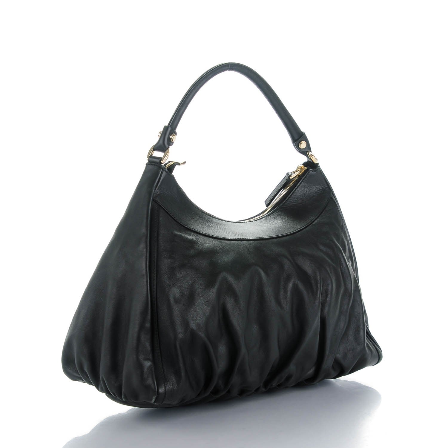 Gucci Calfskin Large D Gold Hobo Black 3 of 7