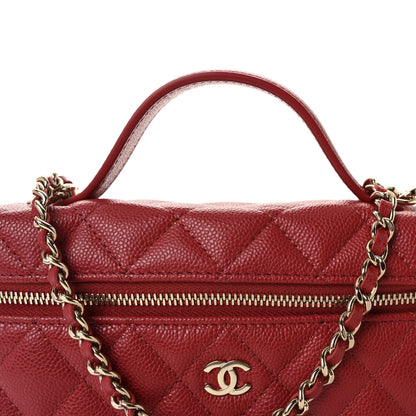 Chanel Caviar Quilted Top Handle Slim Vanity With Chain Red 8 of 11