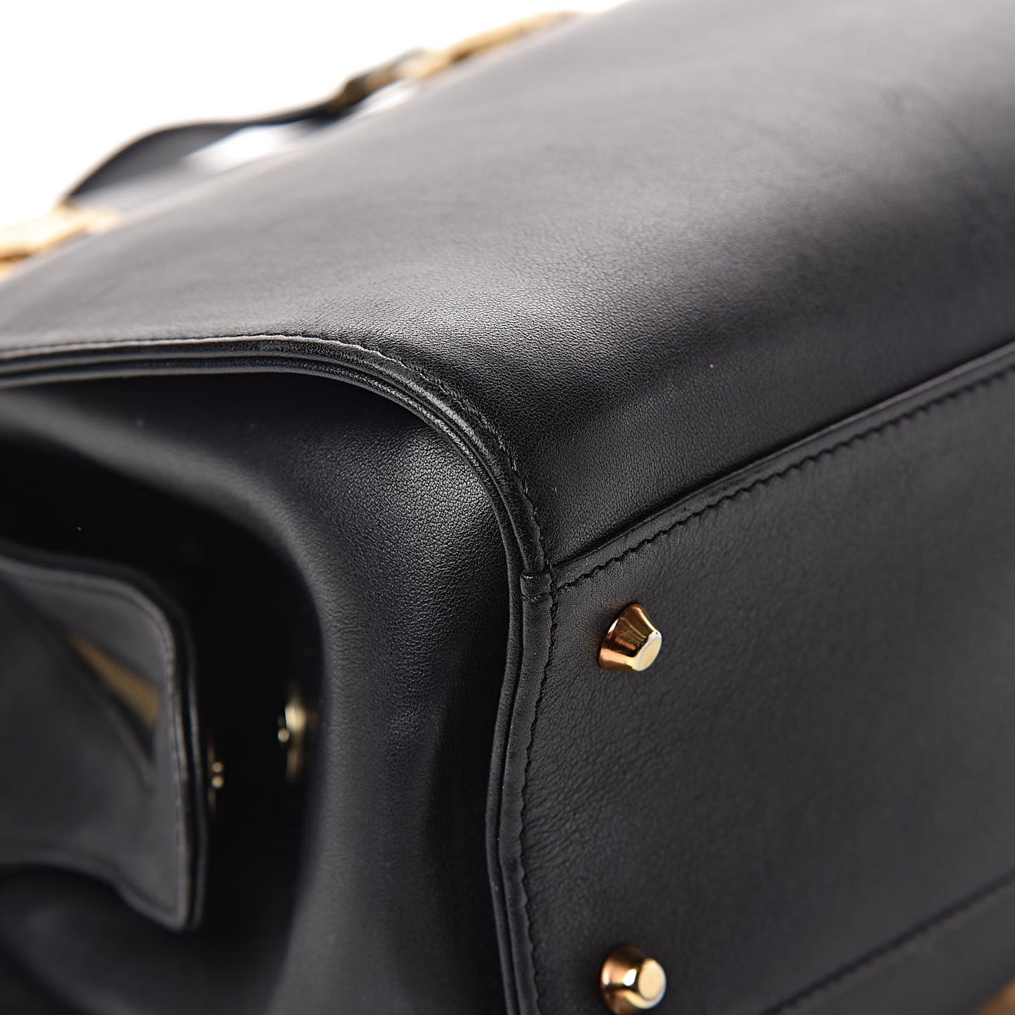 Calfskin Medallion Tribute Bowling Bag Black