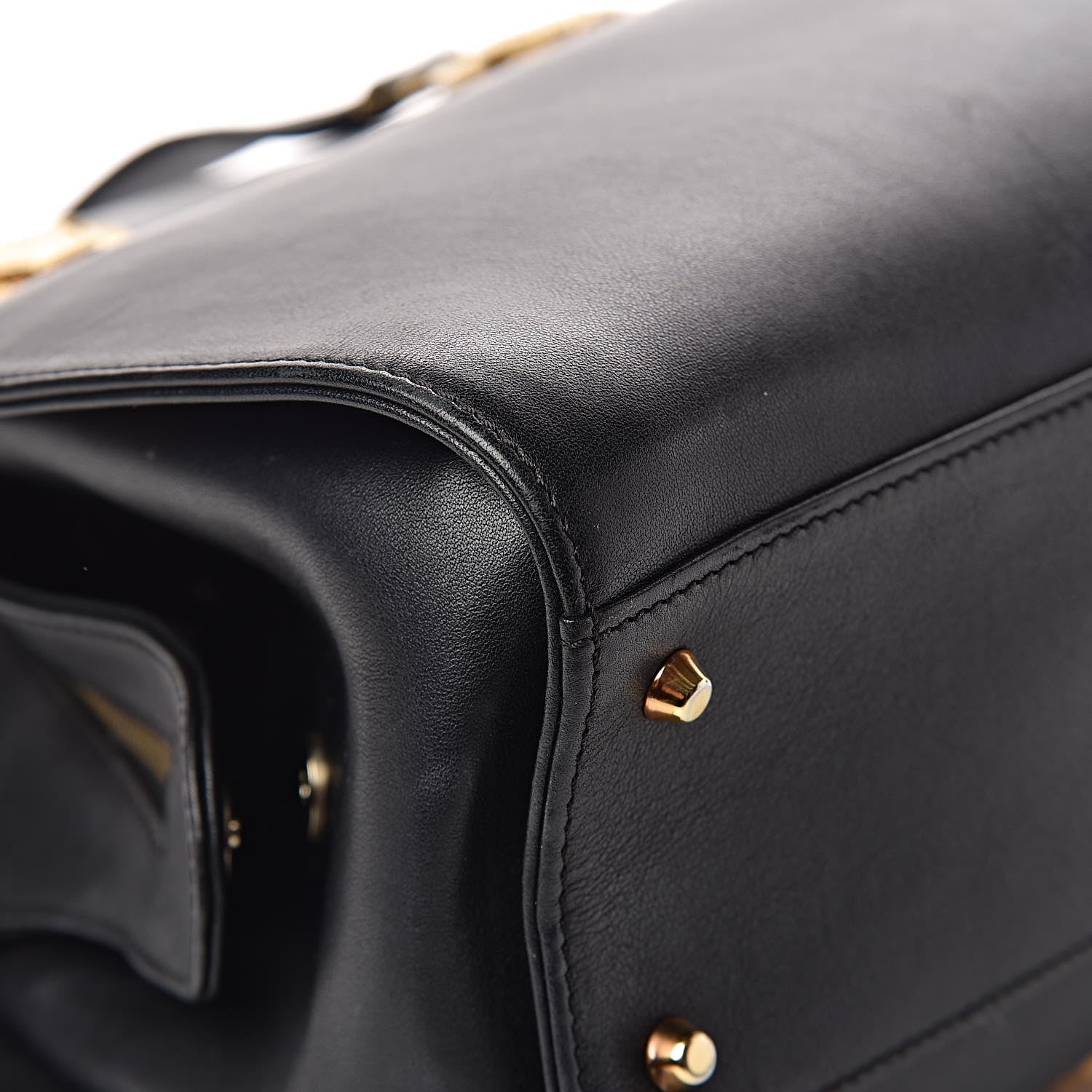 Versace Calfskin Medallion Tribute Bowling Bag Black 17 of 19