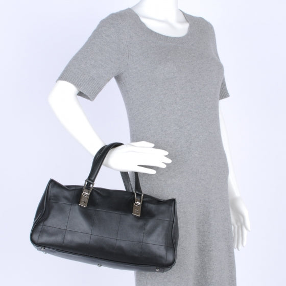 Chanel Leather Square Stitched Handbag Black 2 of 7