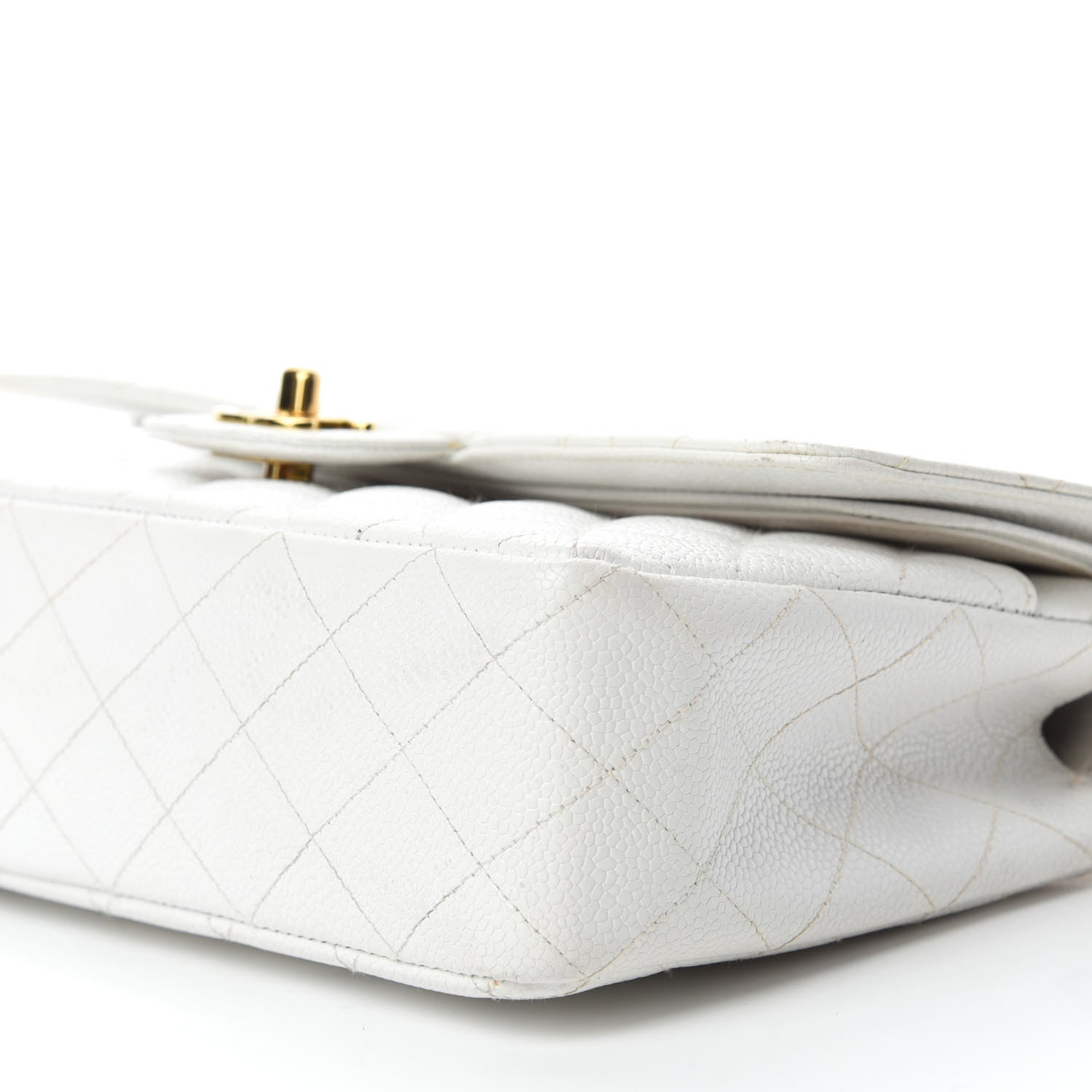 Chanel Caviar Quilted Medium Double Flap White 8 of 18