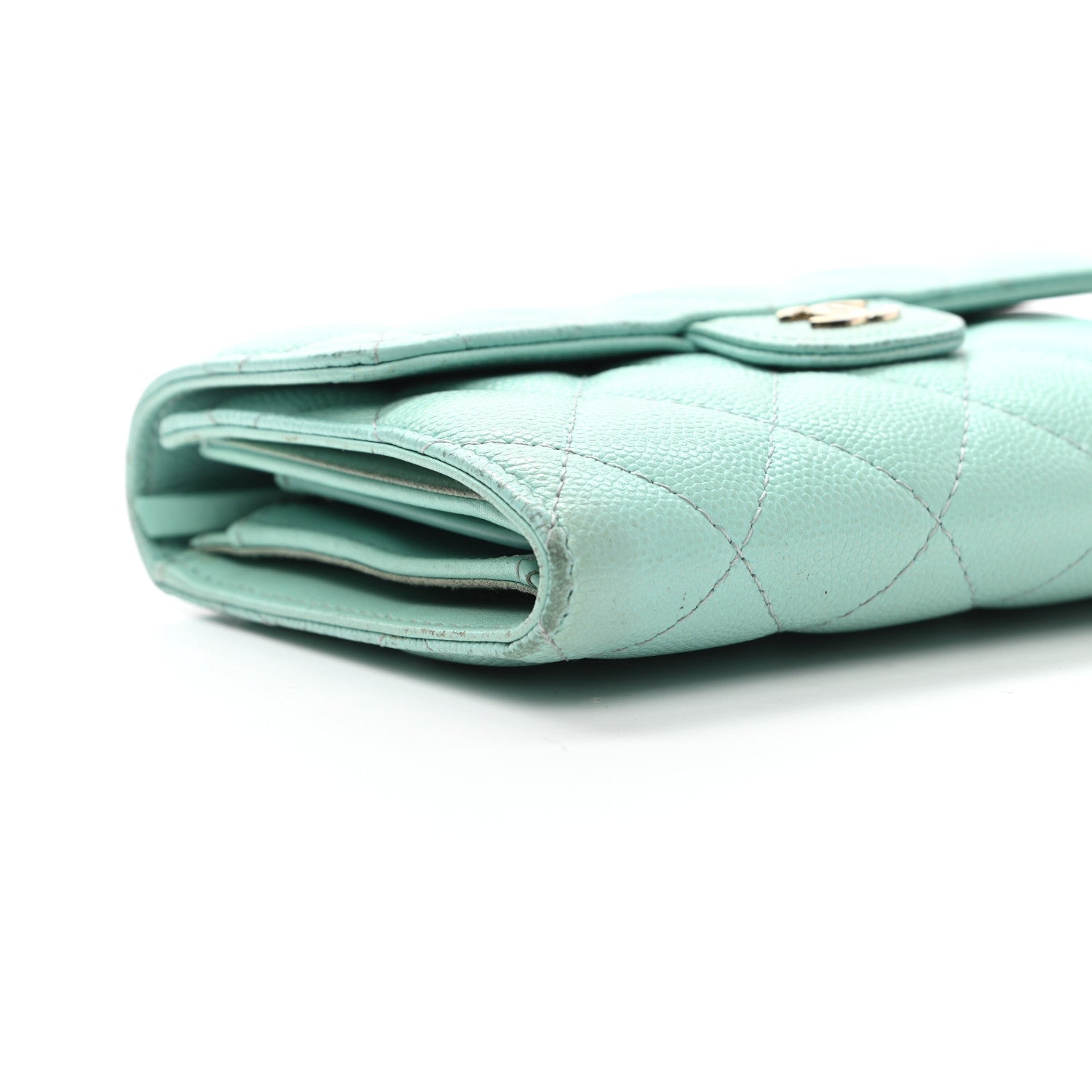 Chanel Caviar Quilted Medium Flap Wallet Light Blue 9 of 13