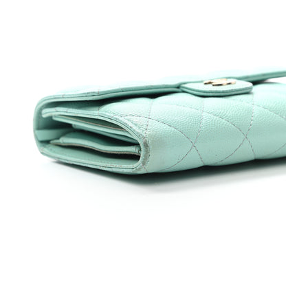 Chanel Caviar Quilted Medium Flap Wallet Light Blue 9 of 13