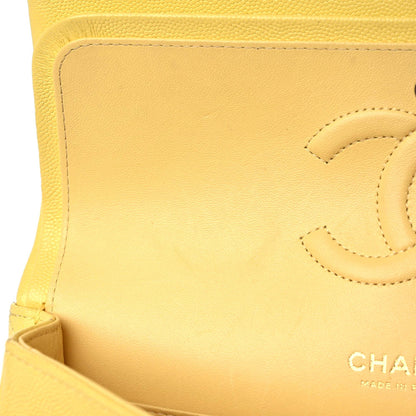 Chanel Caviar Quilted Medium Double Flap Yellow 18 of 20