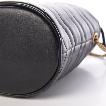 Gucci Calfskin Matelasse Mini GG Marmont 2.0 Bucket Bag Black 6 of 9