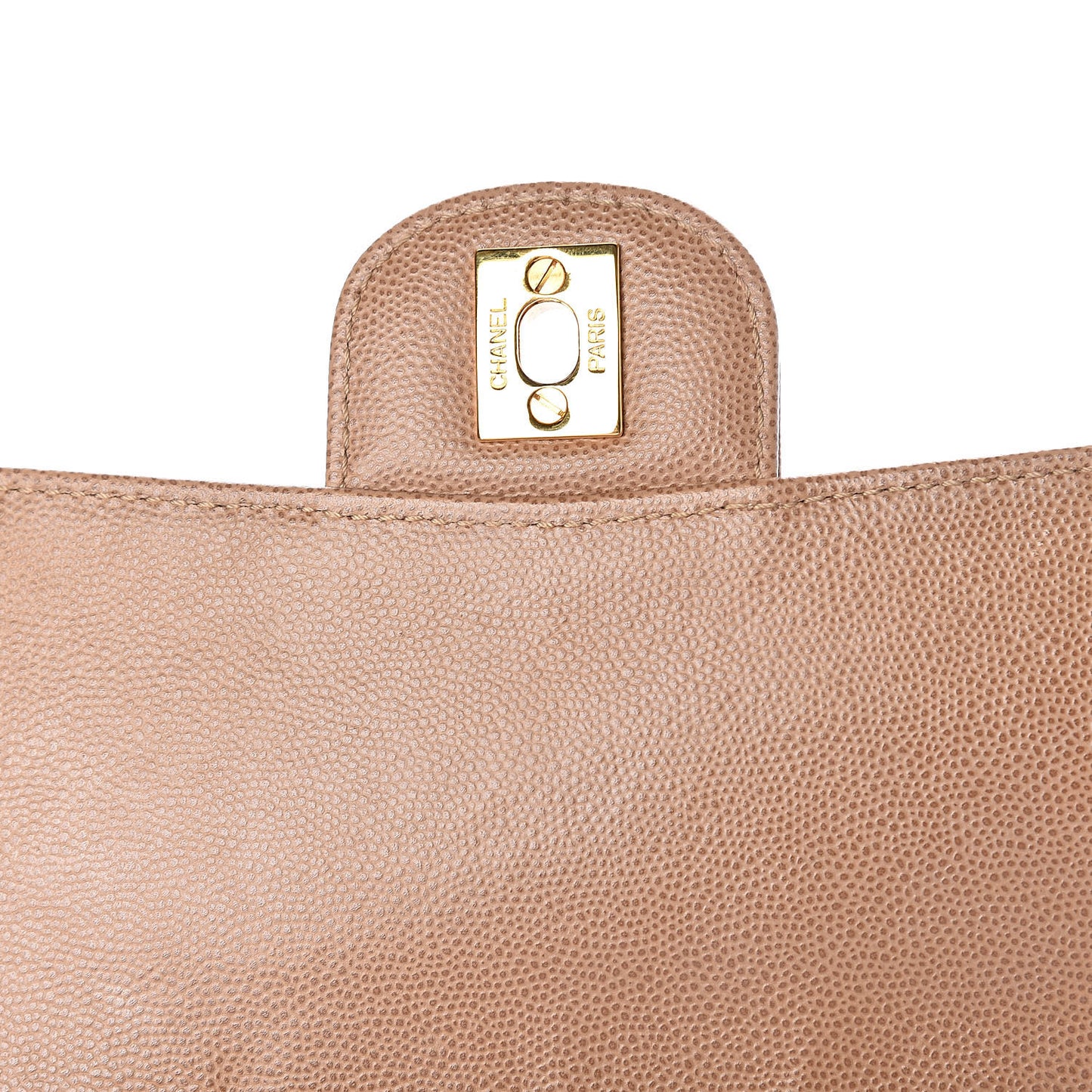 Caviar Stitch Small Single Flap Beige