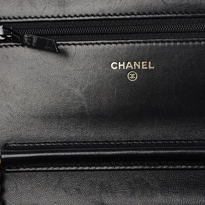 Chanel Lambskin Quilted Boy Wallet On Chain WOC Black 12 of 14