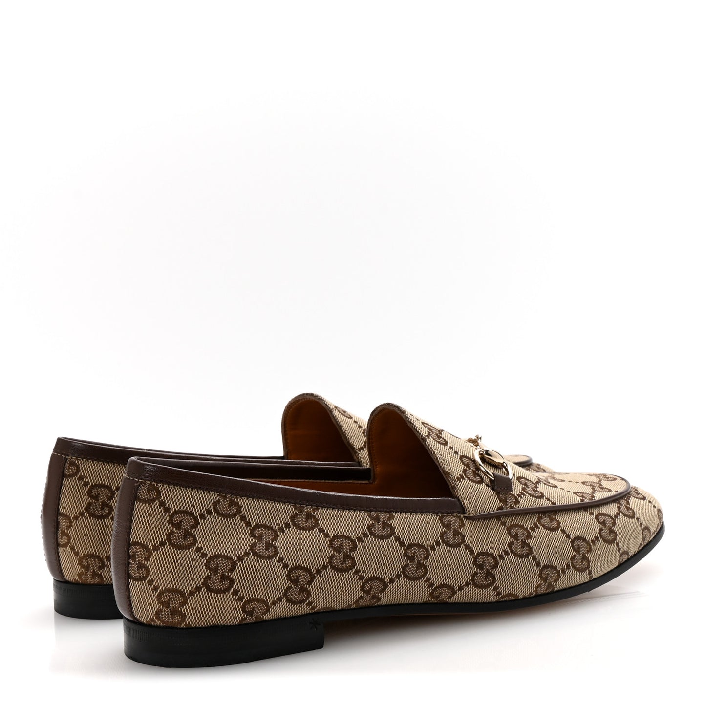 Canvas GG Monogram Horsebit Womens Jordaan Loafers 40 Beige Ebony New Acero