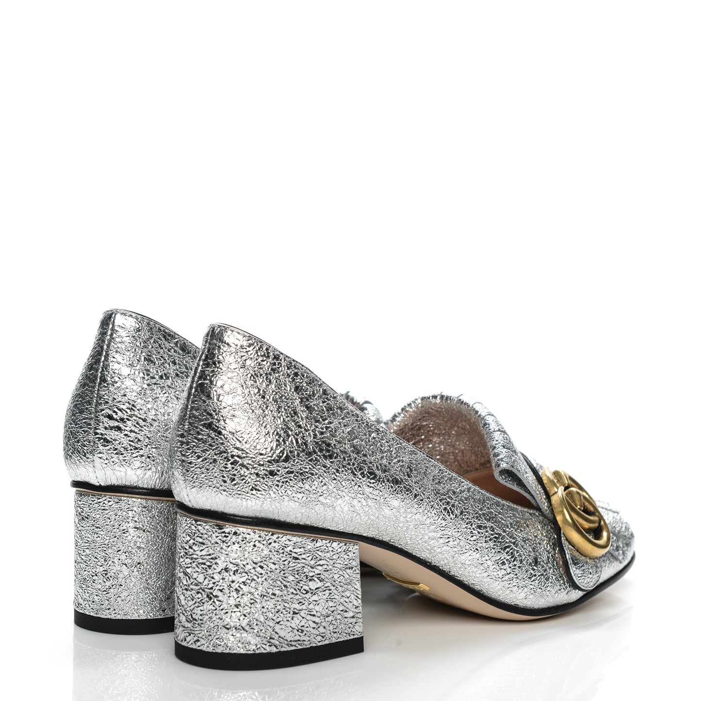 Galassia GG Marmont Fringe 50mm Loafer Pumps 35 Argento