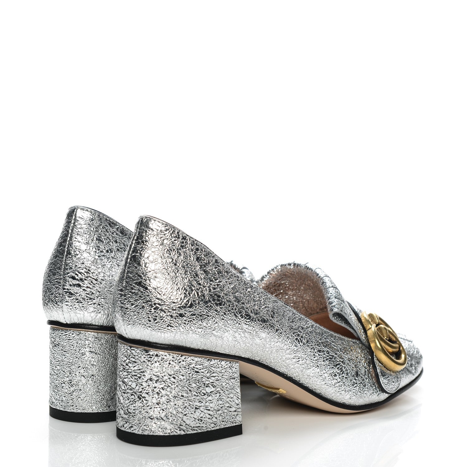Gucci Galassia GG Marmont Fringe 50mm Loafer Pumps 35 Argento 4 of 7