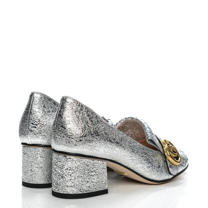 Gucci Galassia GG Marmont Fringe 50mm Loafer Pumps 35 Argento 4 of 7