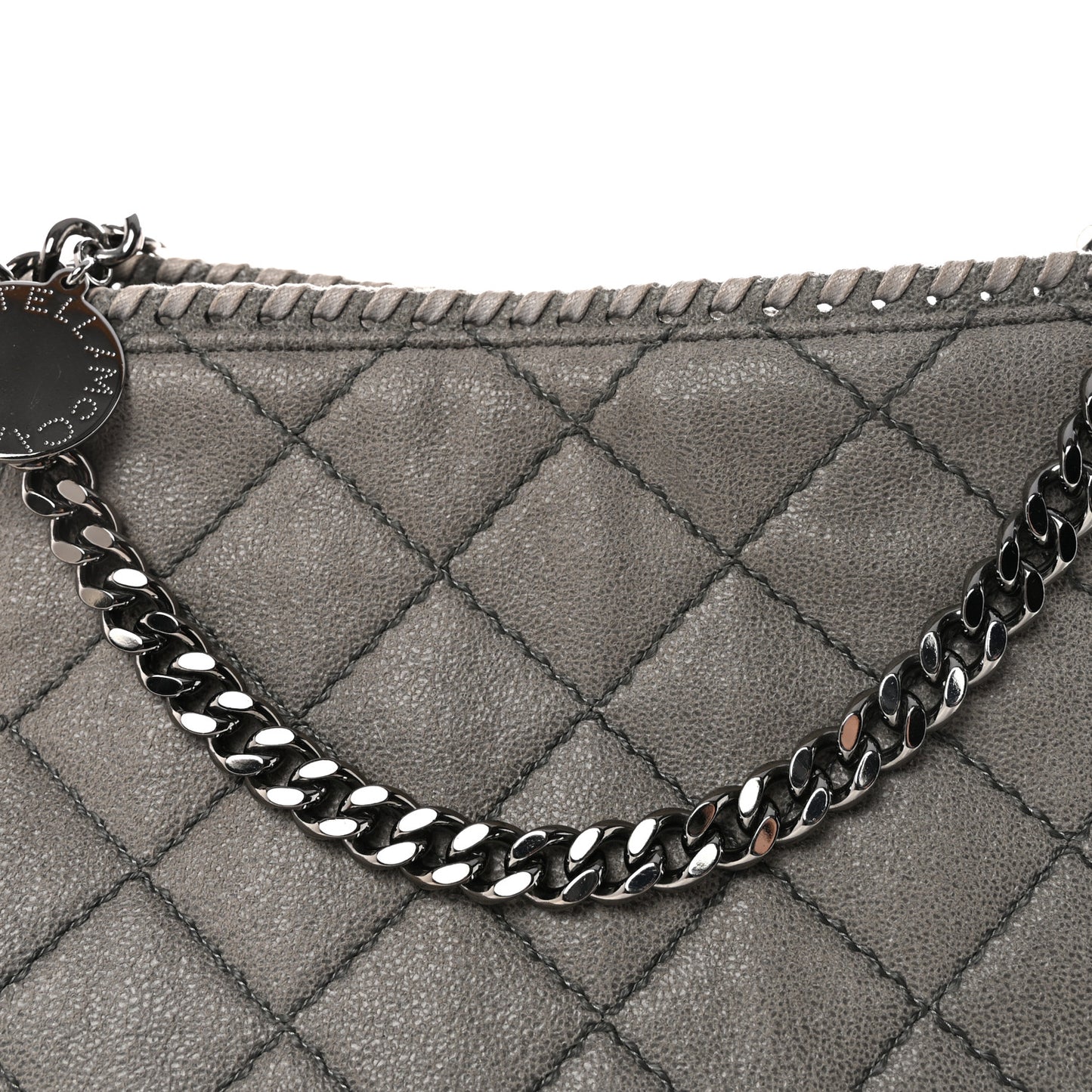 Shaggy Deer Quilted Small Falabella Tote  Light Grey