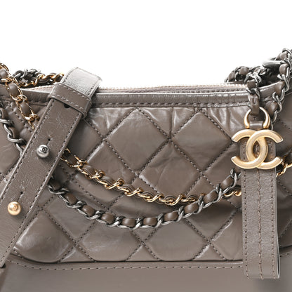 Chanel Aged Calfskin Quilted Small Gabrielle Hobo Grey 7 of 9