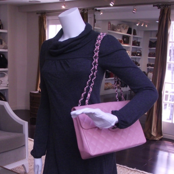 Caviar Jumbo Classic Flap Pink