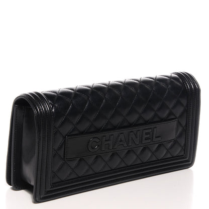 Chanel Lambskin Quilted Boy Flap Clutch Black 3 of 8