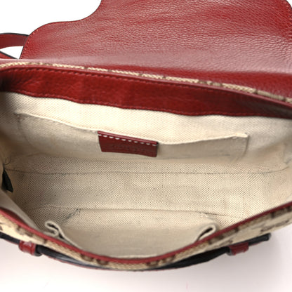 Gucci Monogram Pebbled Calfskin Web Small Dressage Shoulder Bag Red 5 of 12