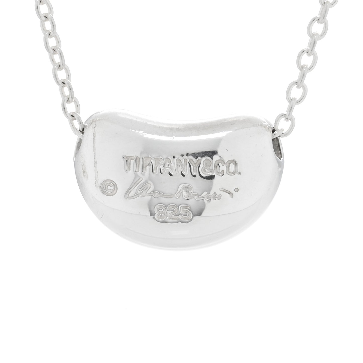 Sterling Silver 11mm Elsa Peretti Bean Pendant Necklace