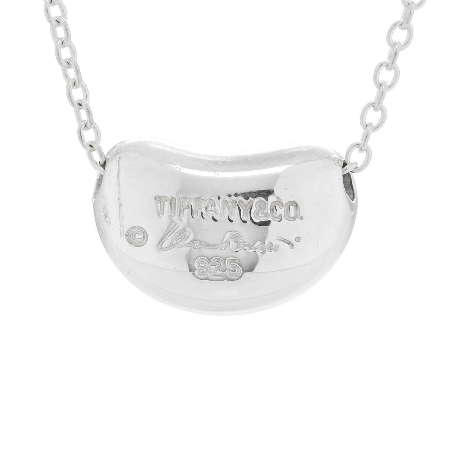 Tiffany Sterling Silver 11mm Elsa Peretti Bean Pendant Necklace 5 of 5