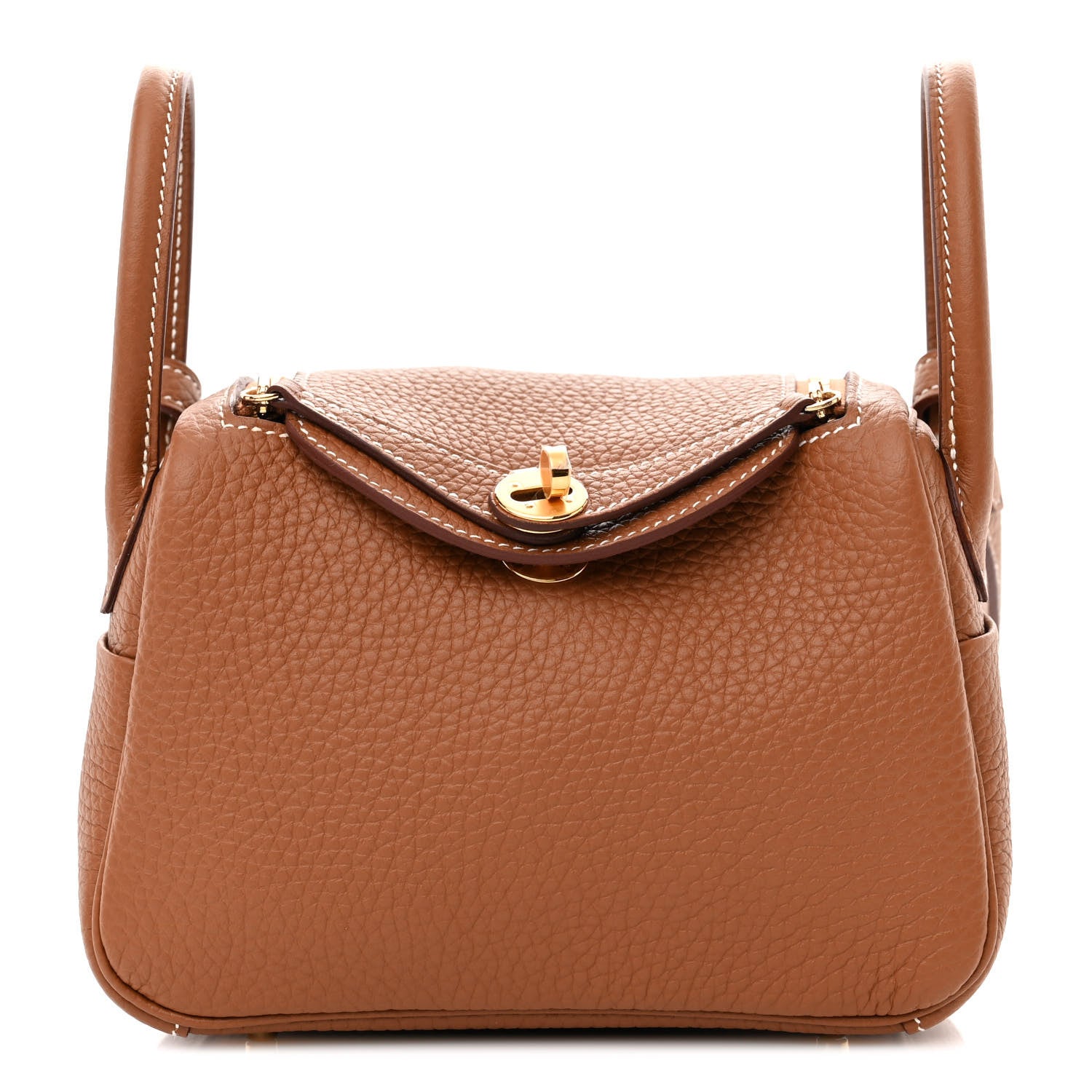Hermes Taurillon Clemence Mini Lindy 20 Gold 1 of 11