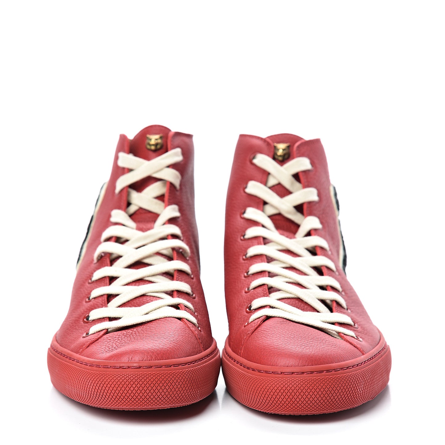 Calfskin Patch Mens Panther High Top Sneakers 10 Red