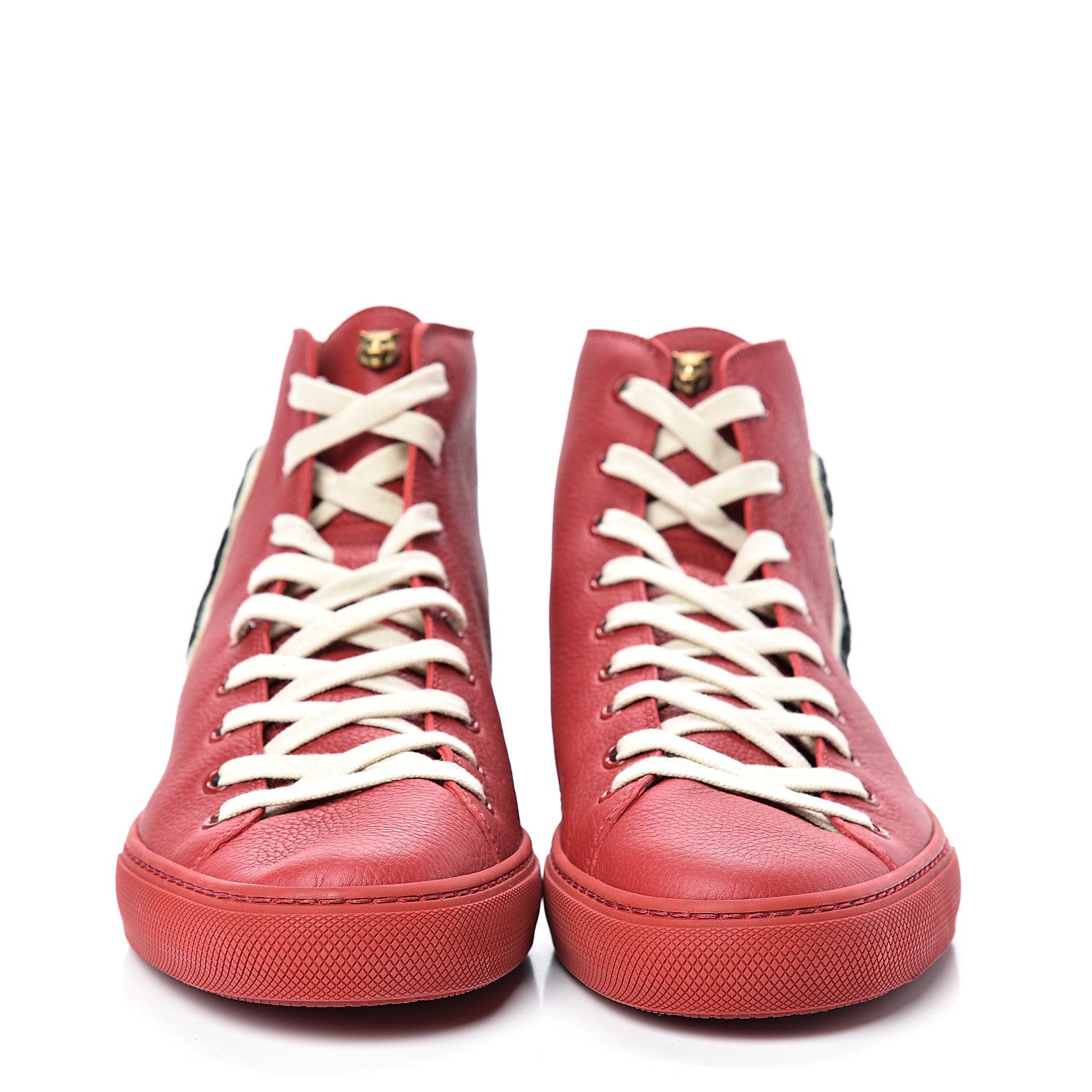 Gucci Calfskin Patch Mens Panther High Top Sneakers 10 Red 2 of 8