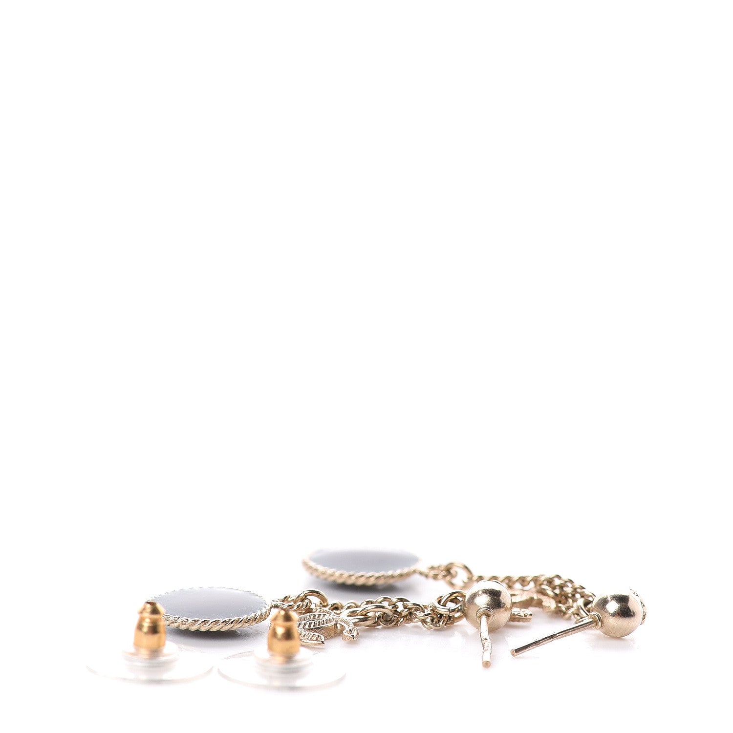 Chanel Enamel N°5 CC Drop Earrings Blue Gold 3 of 3