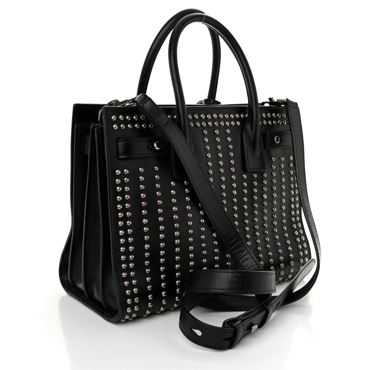 Smooth Calfskin Studded Small Sac De Jour Black