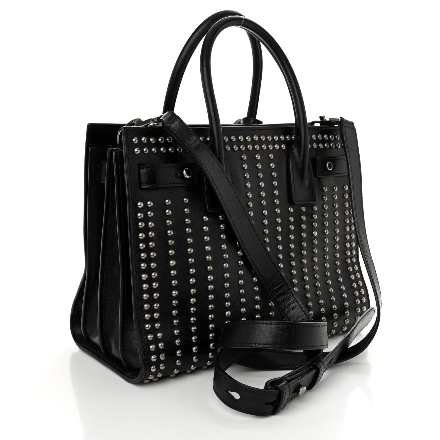 Saint Laurent Smooth Calfskin Studded Small Sac De Jour Black 3 of 12