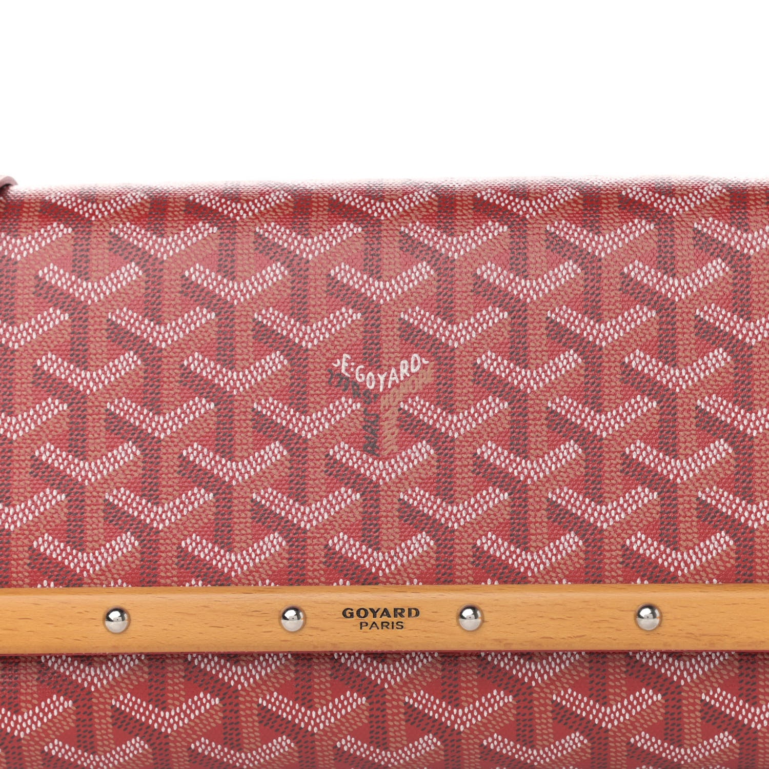 Goyard Goyardine Monte Carlo Bois Clutch With Strap Red 8 of 10