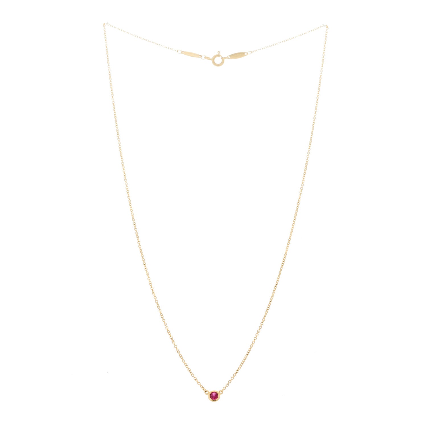 Tiffany 18K Yellow Gold Ruby Elsa Peretti Color By The Yard Pendant Necklace 3 of 6