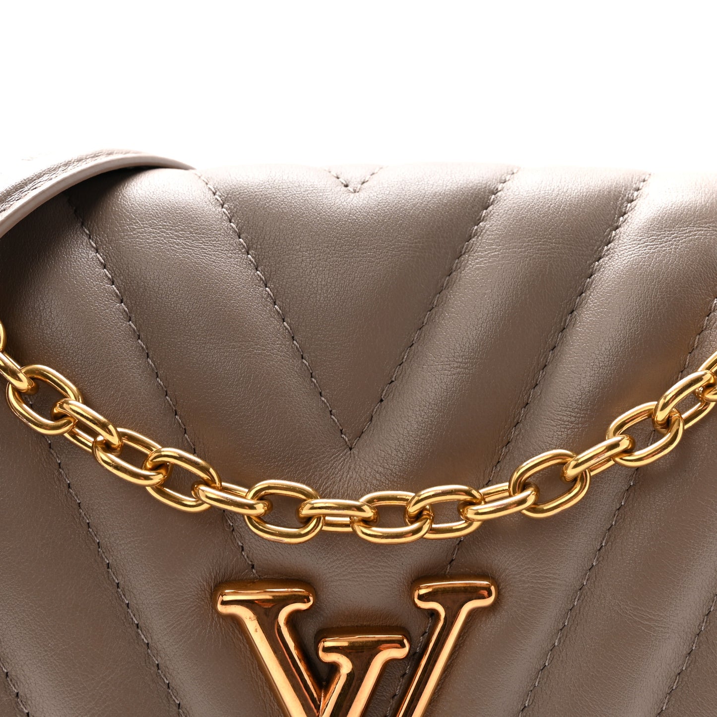 Calfskin LV New Wave Chain Bag Taupe