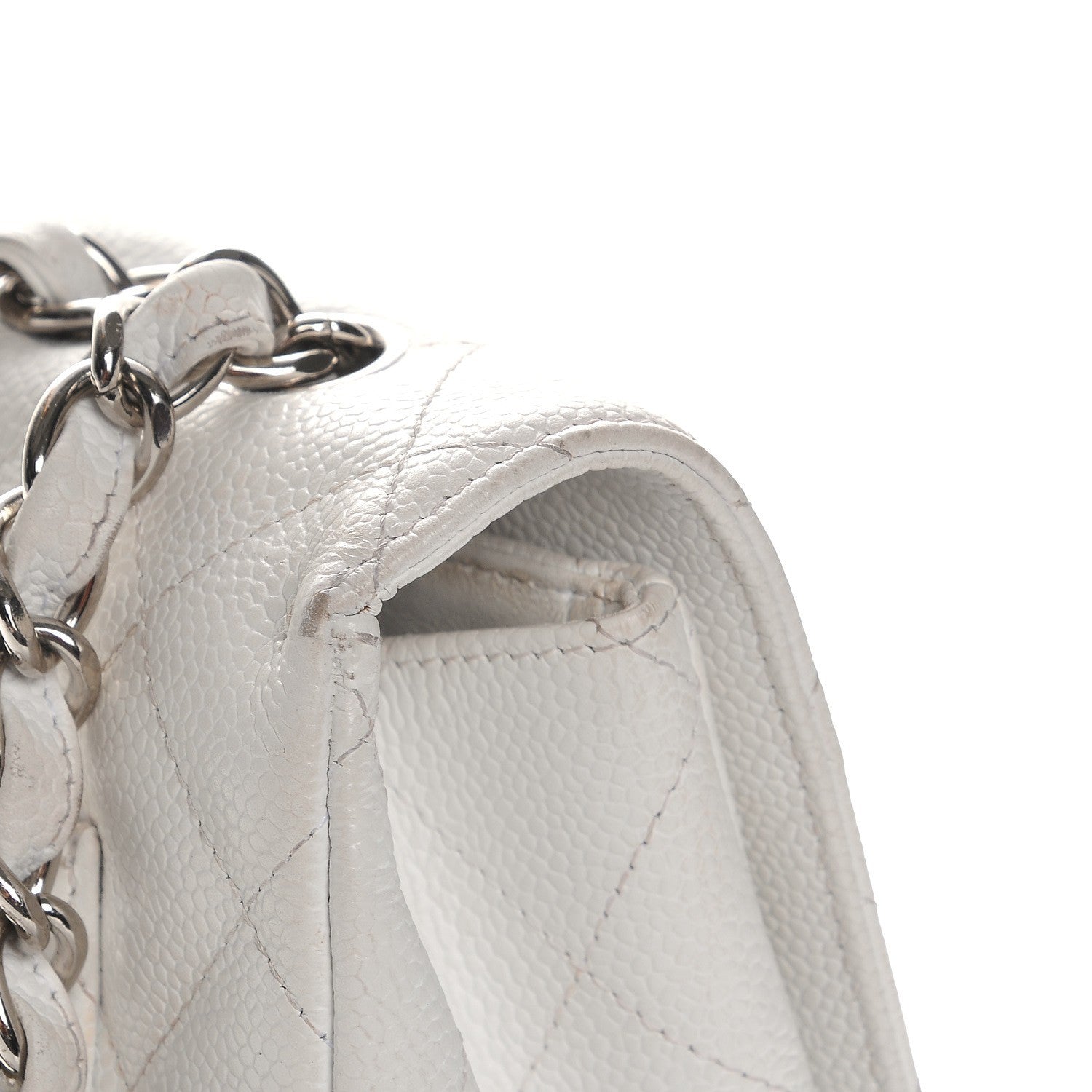 Chanel Caviar Quilted Jumbo Single Flap White 6 of 19