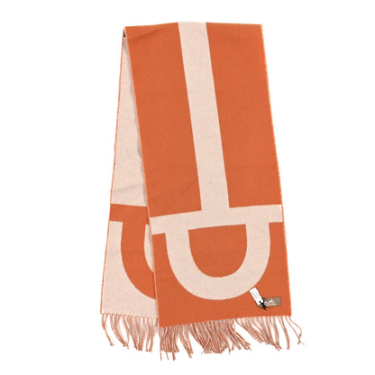 Hermes Cashmere Casaque Grand Mors Muffler Orange Ivory 2 of 3