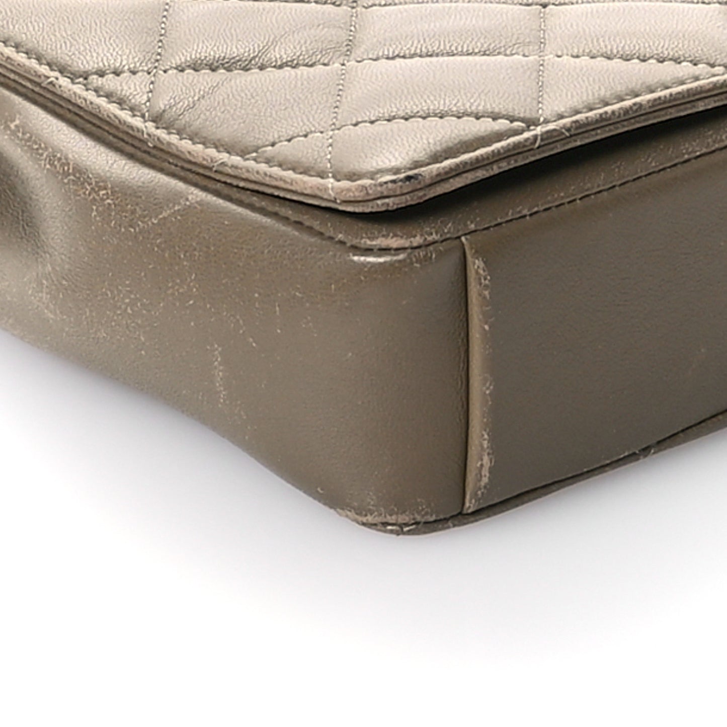 Lambskin Quilted Small Diamond CC Flap Khaki