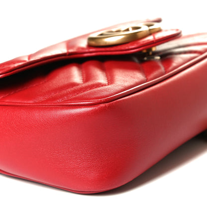 Gucci Calfskin Matelasse Super Mini GG Marmont Shoulder Bag Hibiscus Red 6 of 8