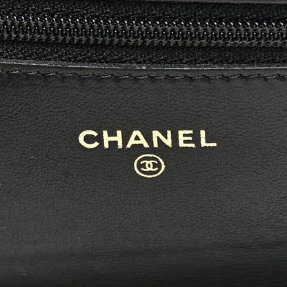 Chanel Lambskin Camellia Embossed Wallet On Chain WOC Black 6 of 11