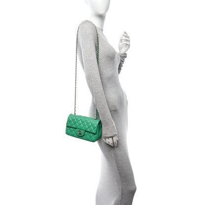 Chanel Lambskin Quilted Mini Rectangular Flap Dark Green 2 of 13