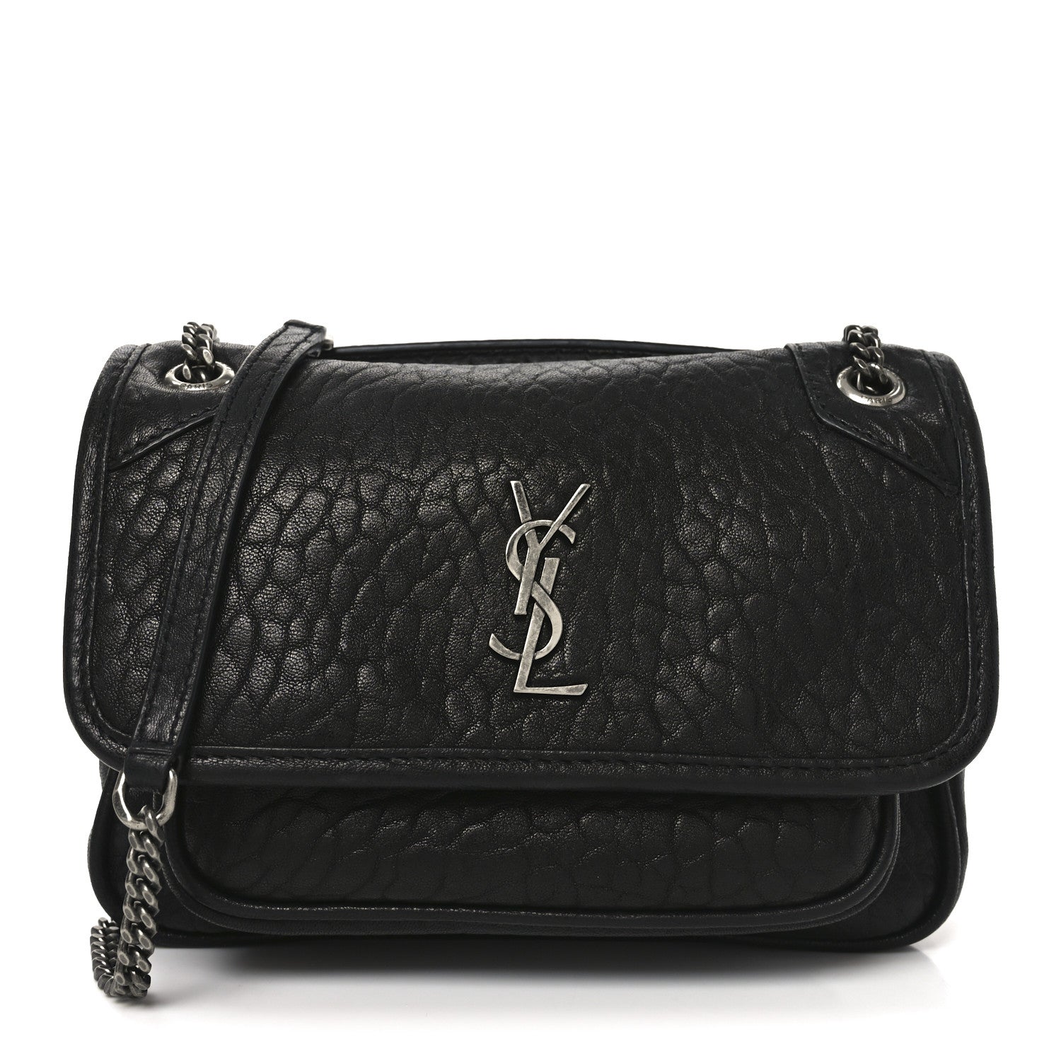 Saint Laurent Grained Lambskin Monogram Mini Niki Chain Satchel Black 1 of 10