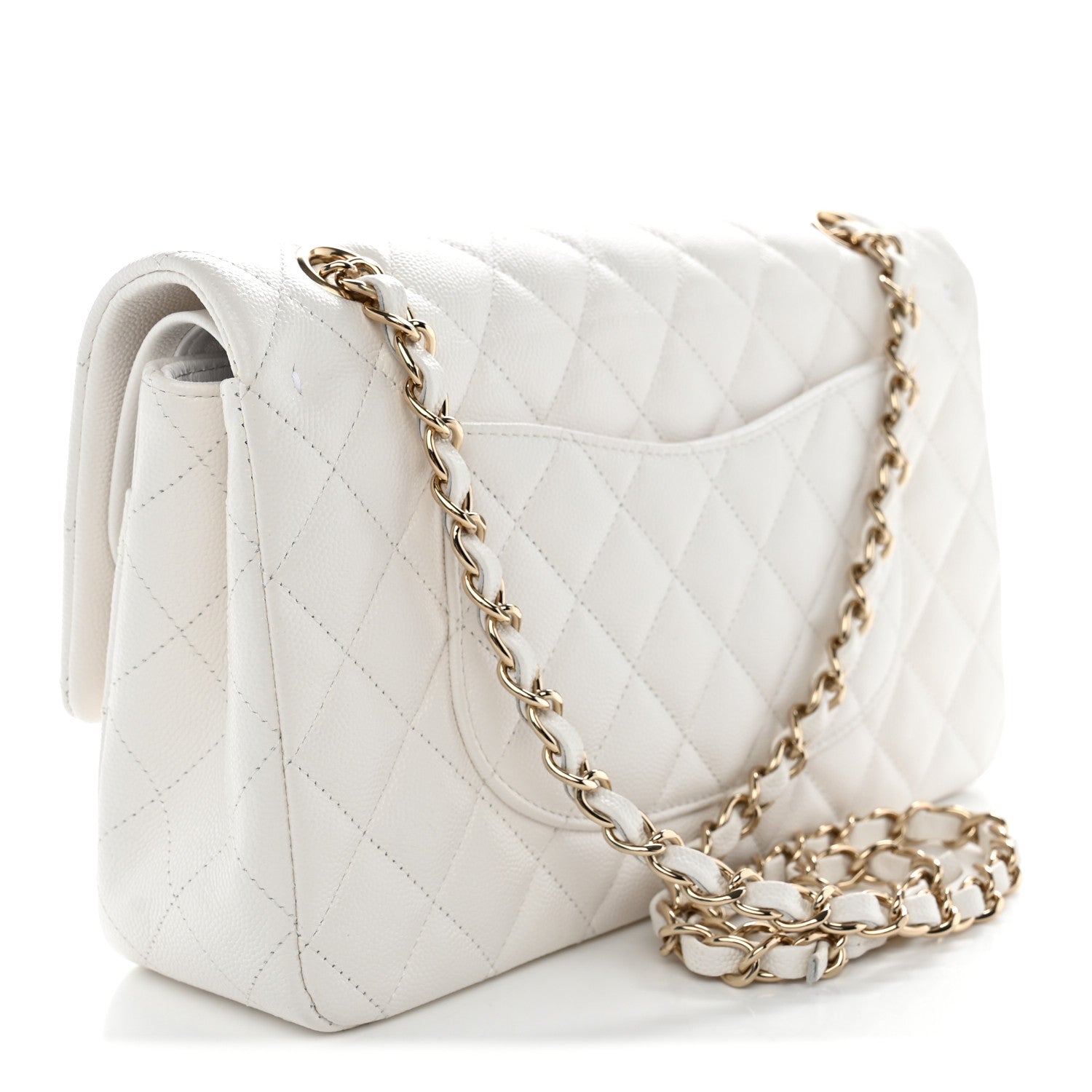 Chanel Caviar Quilted Medium Double Flap White 3 of 11